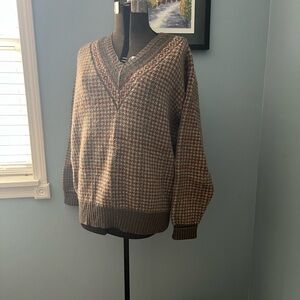 Ralph Lauren V-Neck Sweater in Brown and Cream